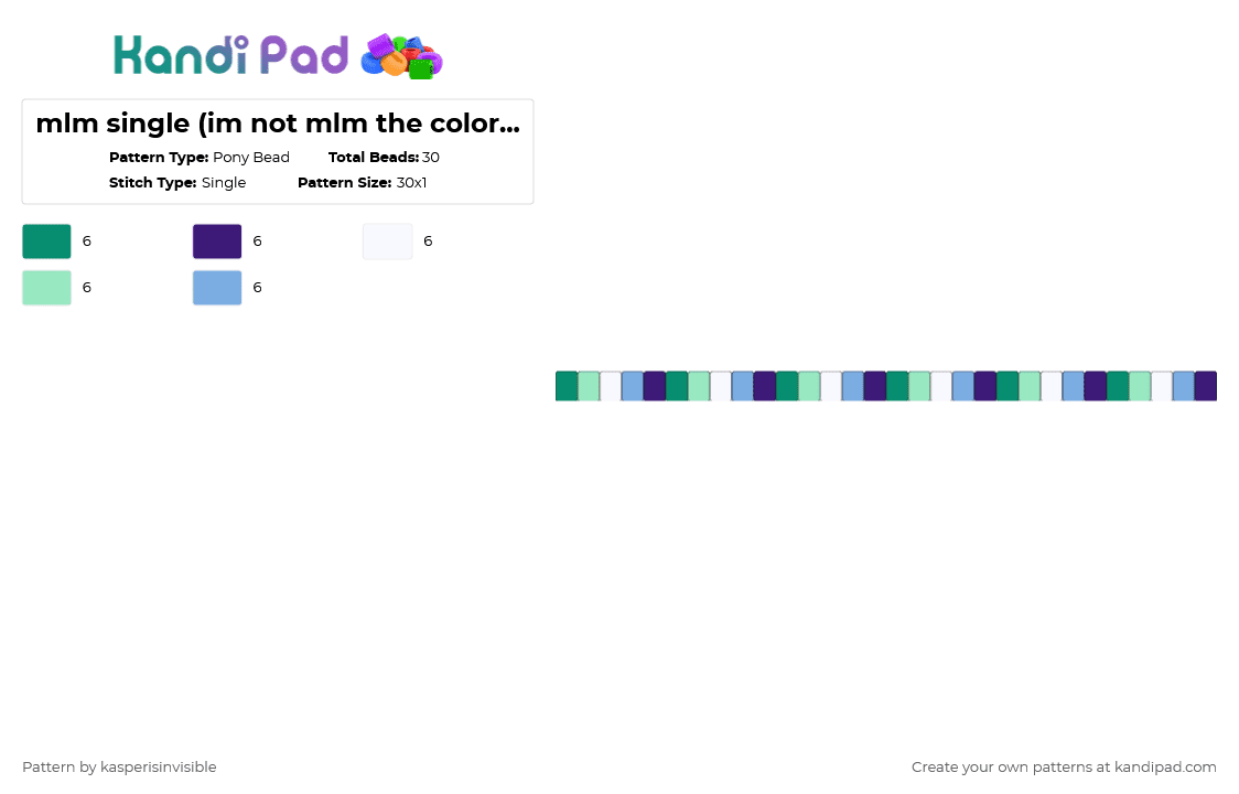 mlm single (im not mlm the colors are sick tho) - Pony Bead Pattern by deleted_user_785913 on Kandi Pad - teal,gaylol,homosexual,notgayifyouhavesockson,mlmrules