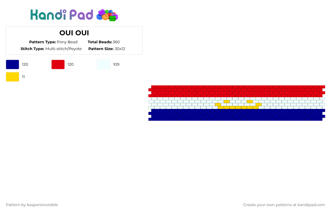 OUI OUI - Pony Bead Pattern by deleted_user_785913 on Kandi Pad - purple,red,french