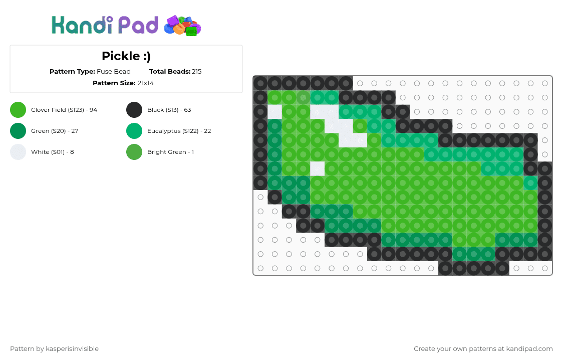 Pickle :) - Fuse Bead Pattern by deleted_user_785913 on Kandi Pad - green,pickle,featuredplz