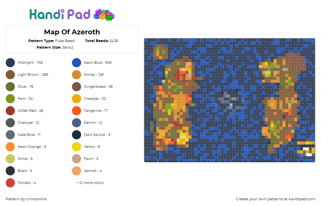 Map Of Azeroth - Fuse Bead Pattern by crimsonink on Kandi Pad - azeroth,map,world of warcraft,game,adventure,exploration,epic,fantasy,detailed,j