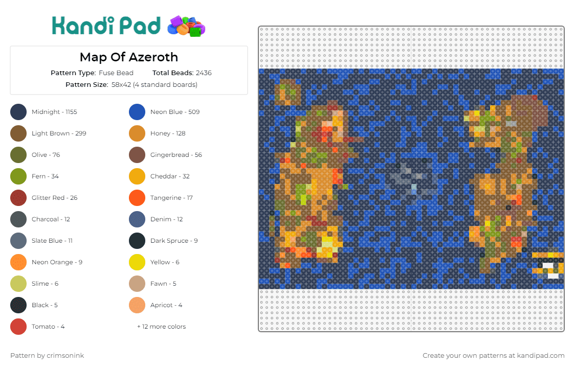 Map Of Azeroth - Fuse Bead Pattern by crimsonink on Kandi Pad - azeroth,map,world of warcraft,game,adventure,exploration,epic,fantasy,detailed,journey,blue