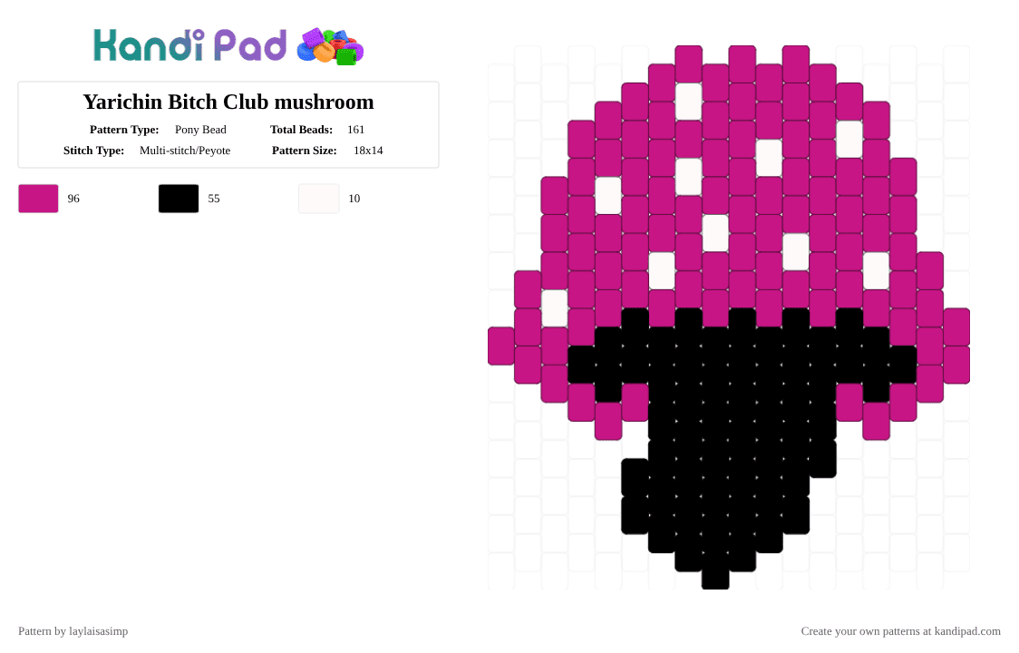 Yarichin Bitch Club mushroom - Pony Bead Pattern by aizawasleftsock on Kandi Pad - pink