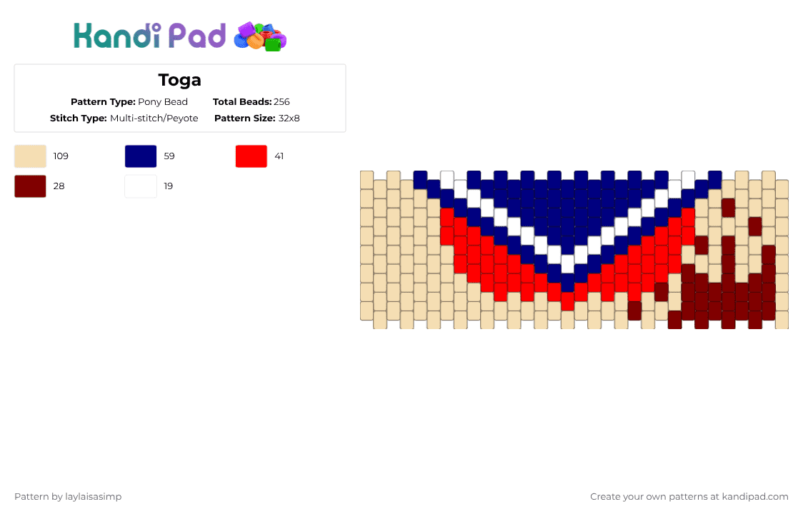Toga - Pony Bead Pattern by aizawasleftsock on Kandi Pad - beige,purple