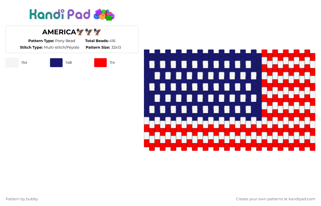 AMERICA🦅🦅🦅 - Pony Bead Pattern by aizawasleftsock on Kandi Pad - red,purple