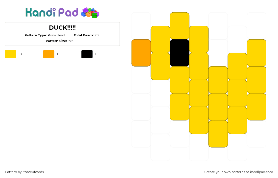 DUCK!!!!! - Pony Bead Pattern by itsace0fcards on Kandi Pad - yellow