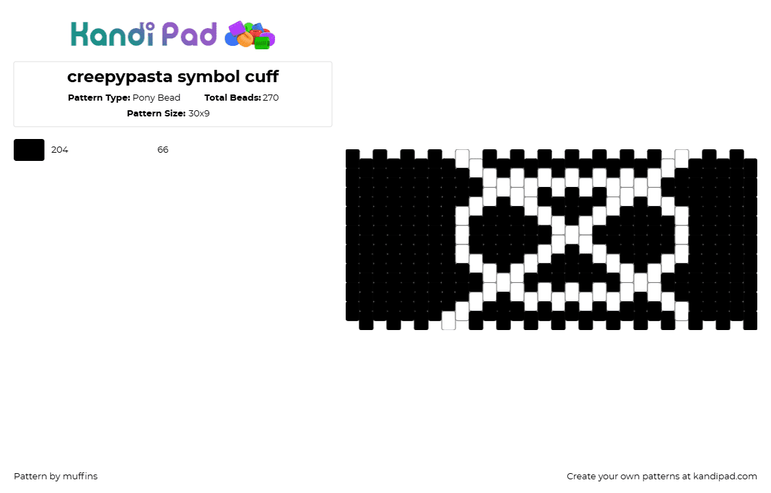 creepypasta symbol cuff - Pony Bead Pattern by muffins on Kandi Pad - black