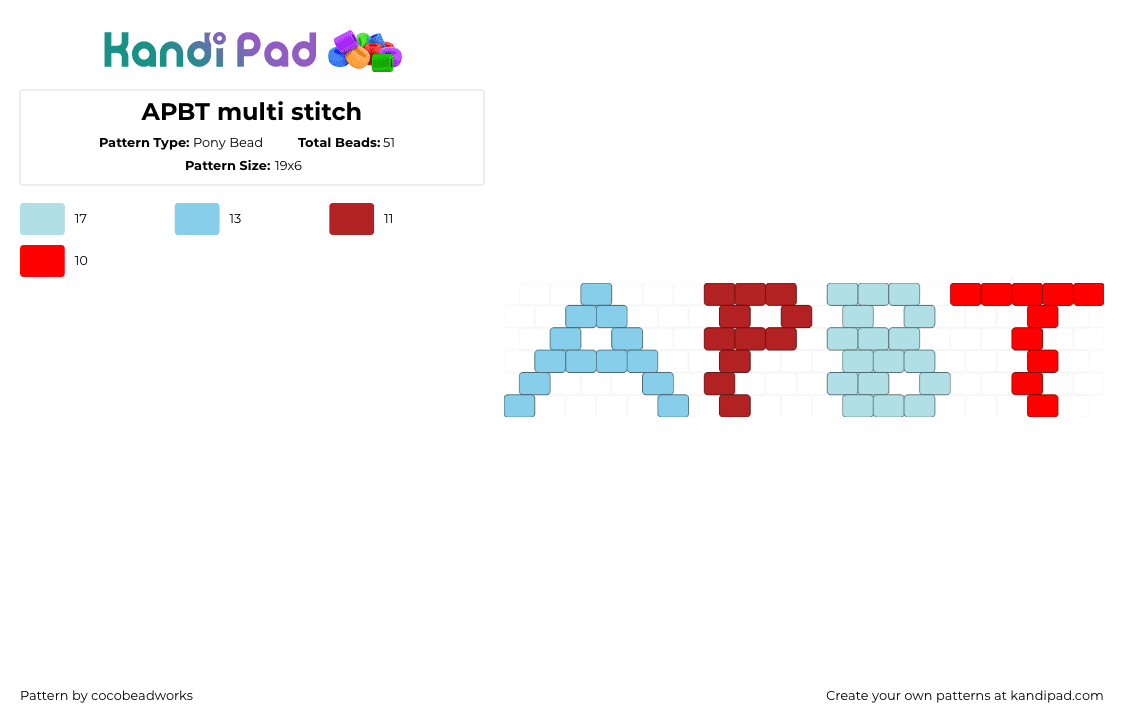 APBT multi stitch Pony Bead Pattern - Kandi Pad | Kandi Patterns, Fuse ...