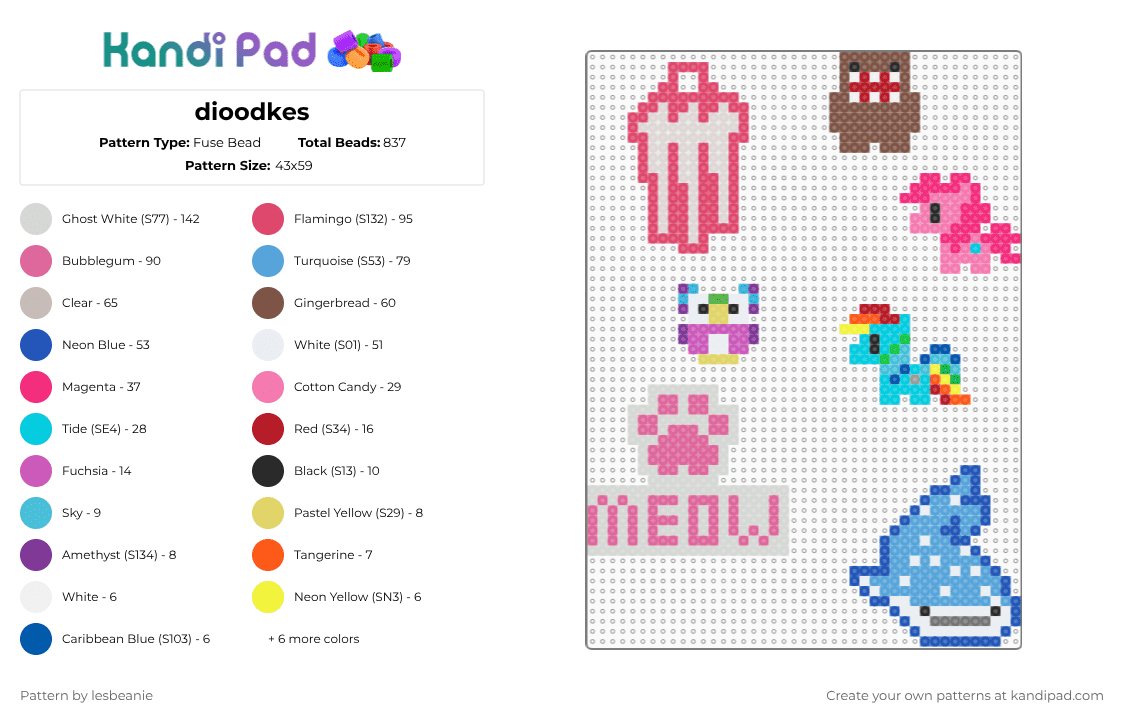 dioodkes - Fuse Bead Pattern by lesbeanie on Kandi Pad - red,tan,light blue,blue,colorful