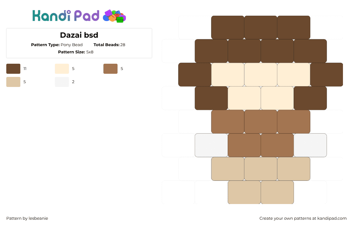 Dazai bsd Pony Bead Pattern - Kandi Pad | Kandi Patterns, Fuse Bead ...