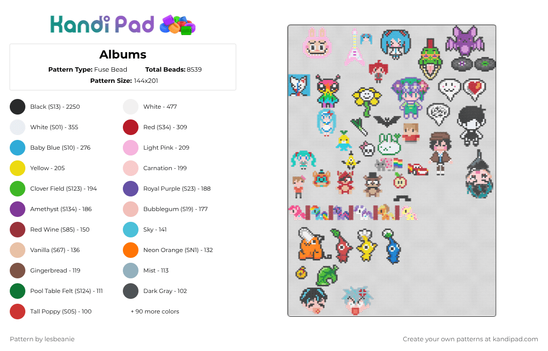 Albums - Fuse Bead Pattern by lesbeanie on Kandi Pad - pink,beige,red,green,colorful