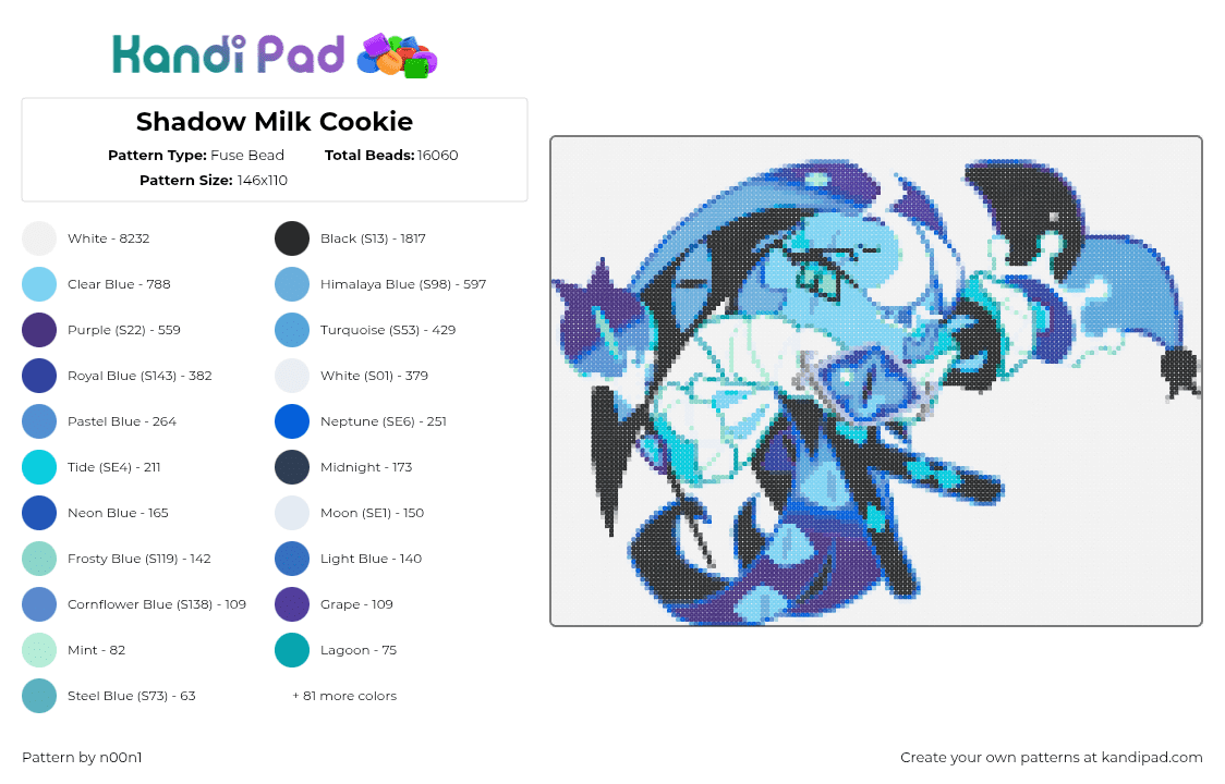 Shadow Milk Cookie - Fuse Bead Pattern by n00n1 on Kandi Pad - 