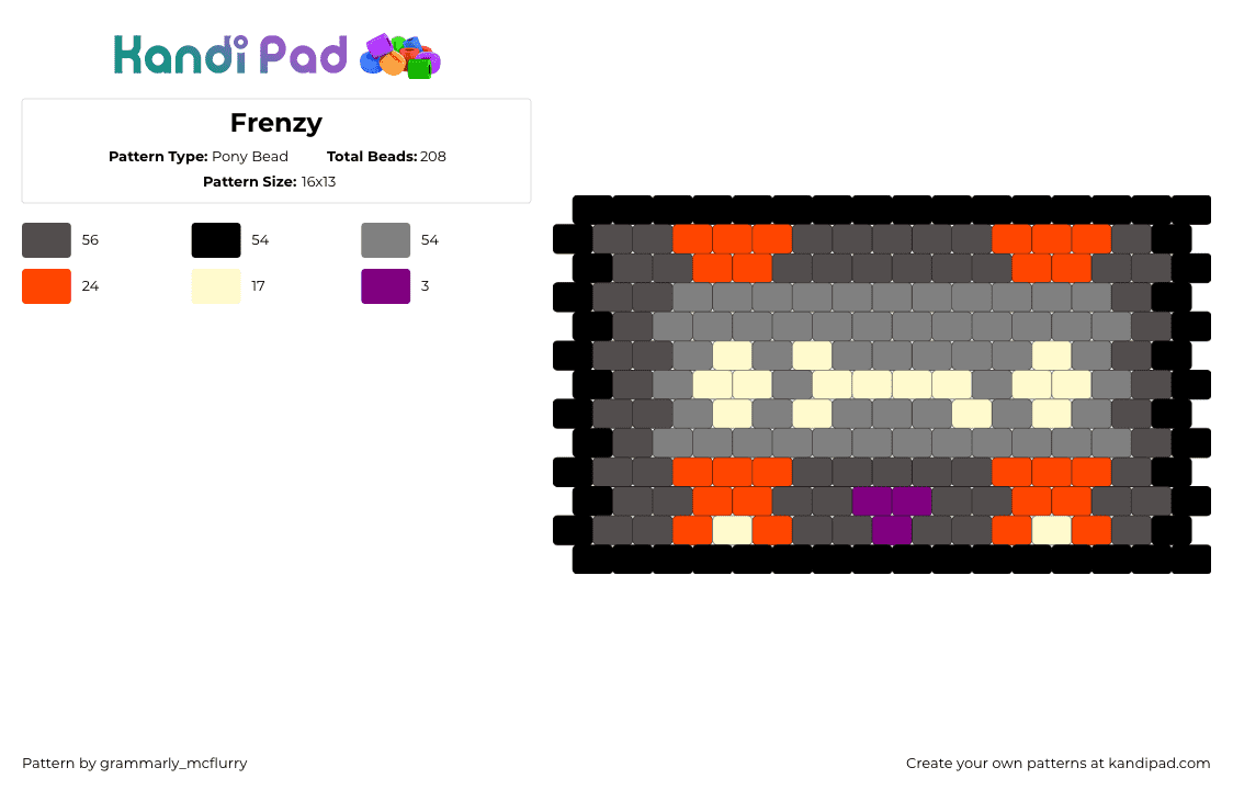 Frenzy - Pony Bead Pattern by grammarly_mcflurry on Kandi Pad - gray,brown,transformers