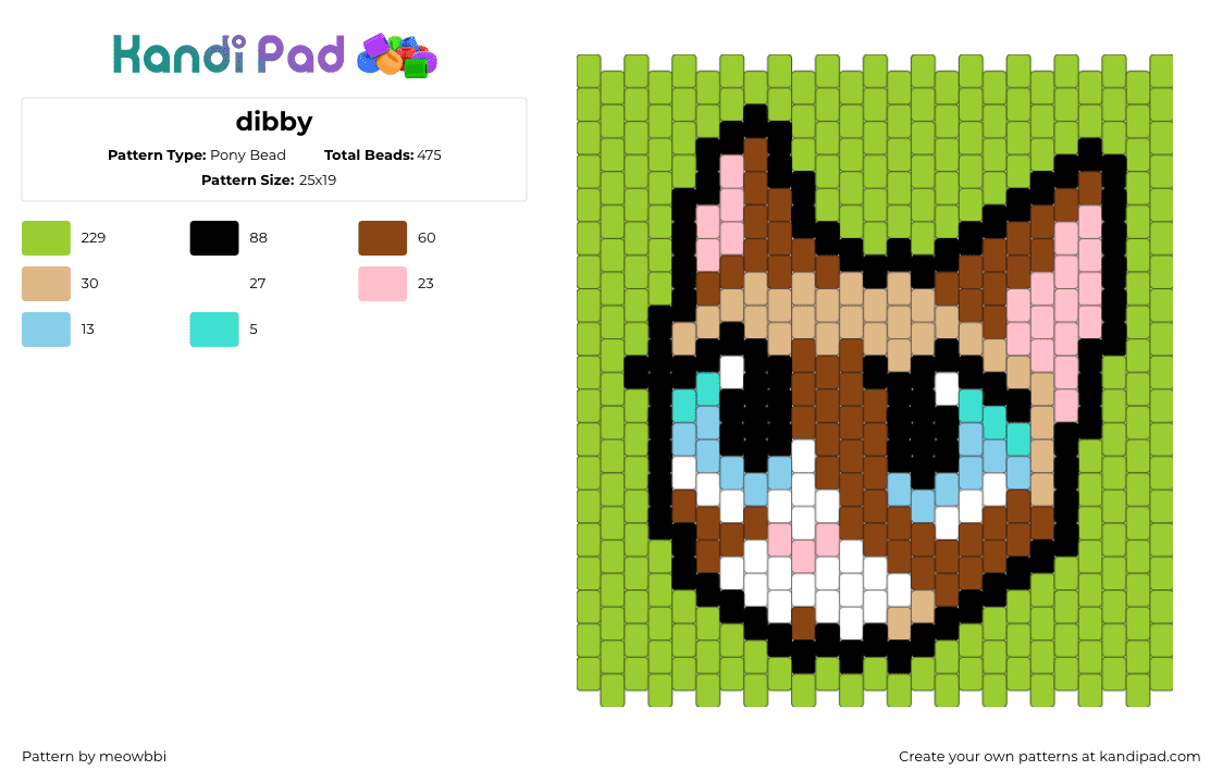 dibby - Pony Bead Pattern by meowbbi on Kandi Pad - green