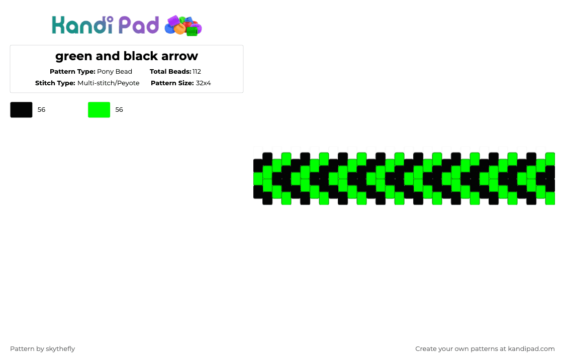 green and black arrow - Pony Bead Pattern by skythefly on Kandi Pad - black,green,arrow,point,spike