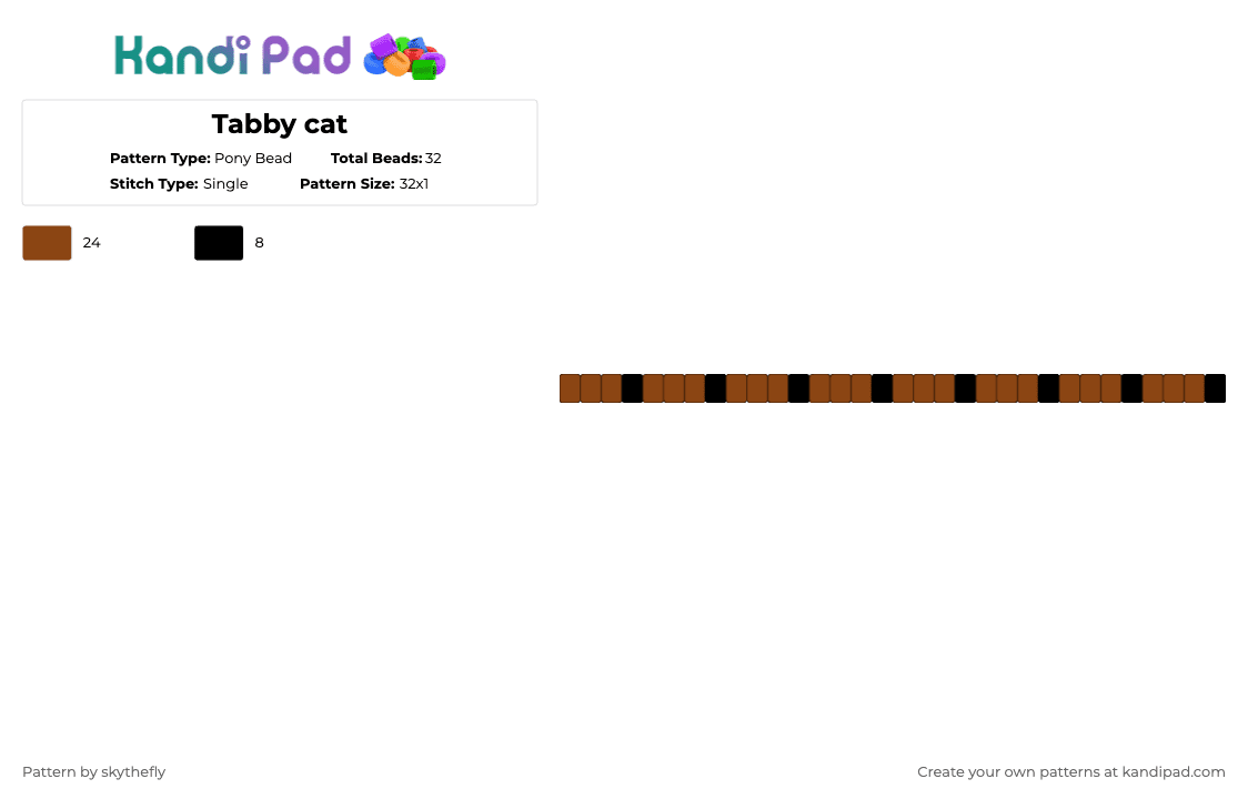 Tabby cat - Pony Bead Pattern by skythefly on Kandi Pad - red,animal,single,cat,tabby