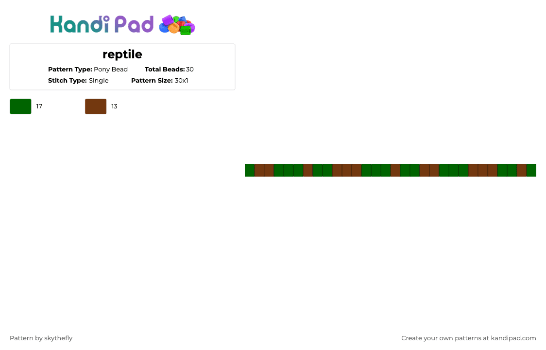 reptile - Pony Bead Pattern by skythefly on Kandi Pad - brown,green,reptile,scales,animal