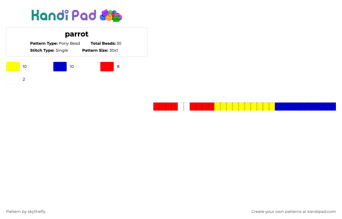 parrot - Pony Bead Pattern by skythefly on Kandi Pad - yellow,purple,parrot,macaw,animal