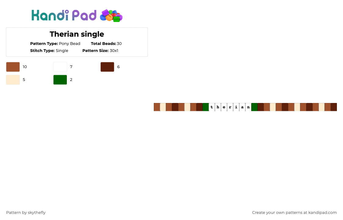 Therian single - Pony Bead Pattern by skythefly on Kandi Pad - red,brown,therian,alterhuman,nature
