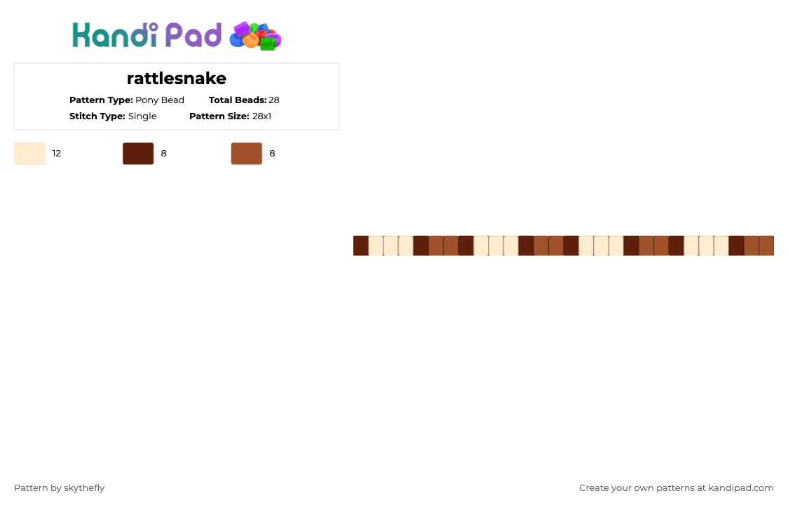 rattlesnake - Pony Bead Pattern by skythefly on Kandi Pad - beige,snake,rattle,rattle snake,animal