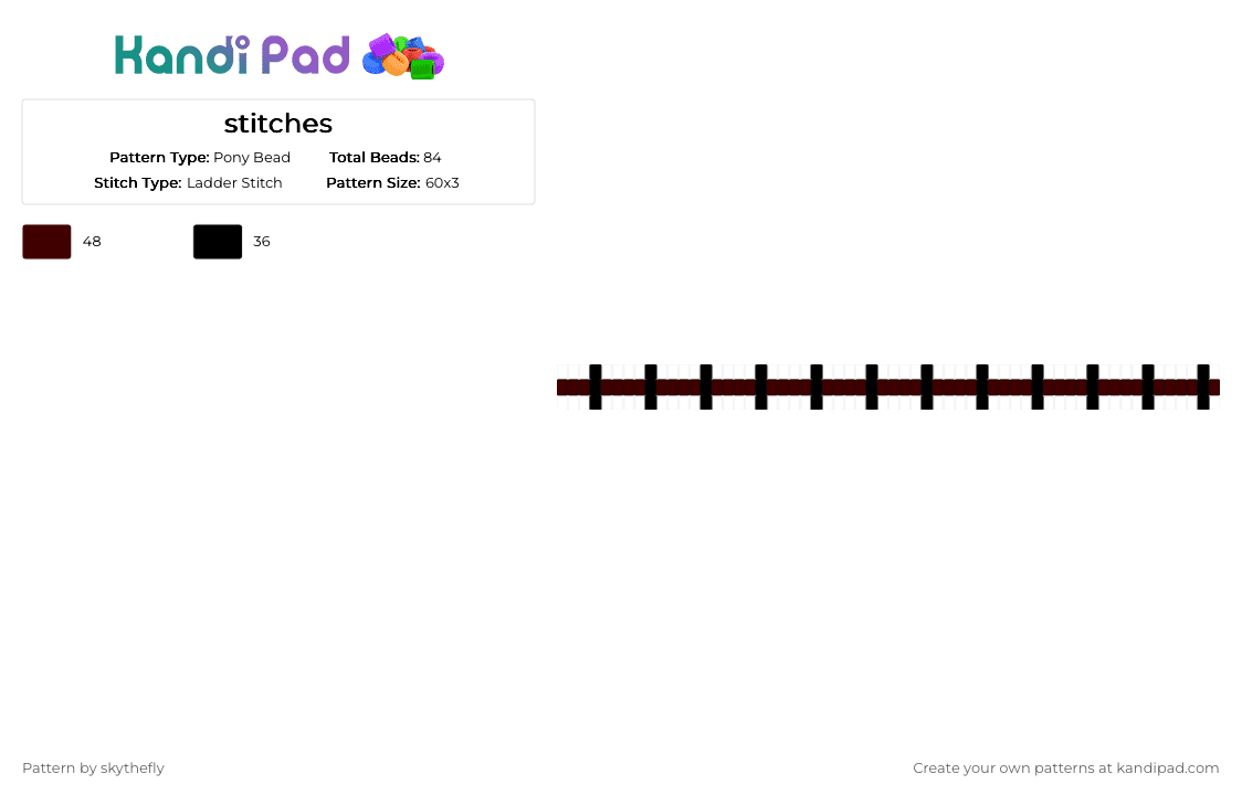 stitches bracelet - Pony Bead Pattern by skythefly on Kandi Pad - black, brown, stitches
