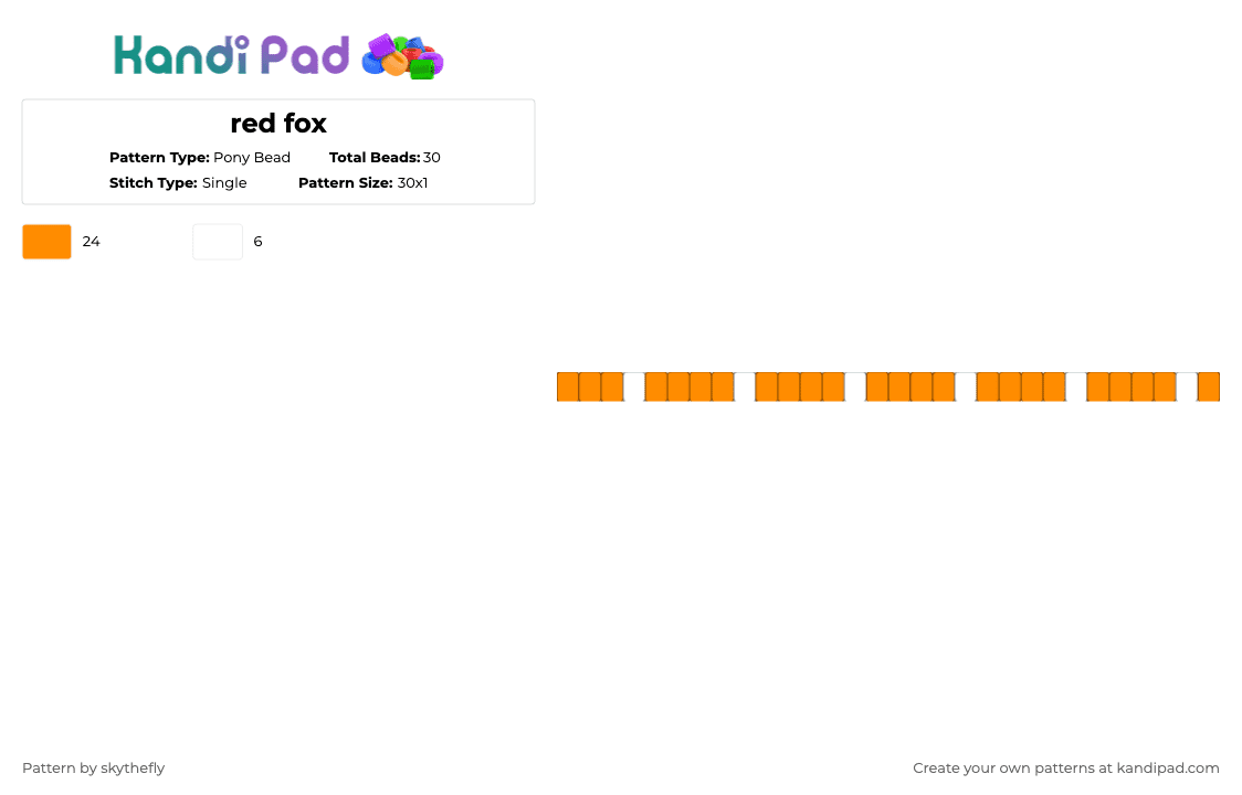 red fox - Pony Bead Pattern by skythefly on Kandi Pad - orange,fox,animal
