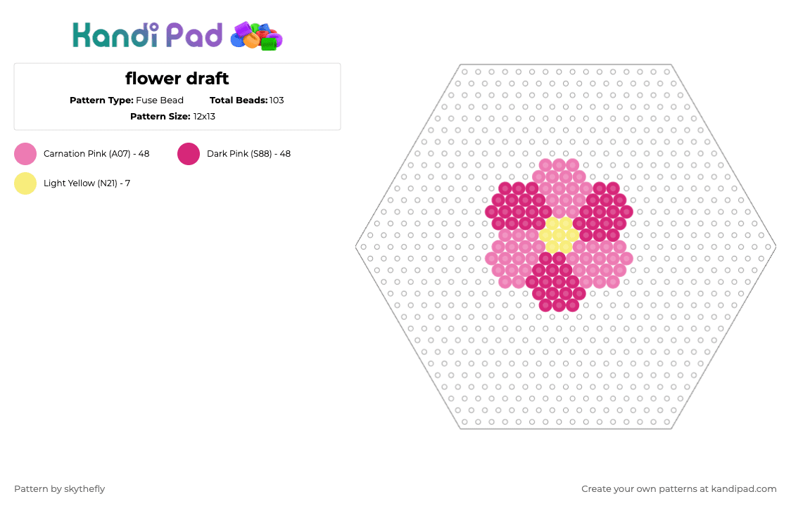 flower coaster - Fuse Bead Pattern by skythefly on Kandi Pad - pink