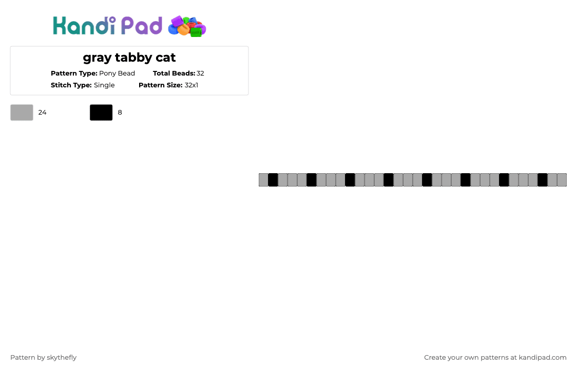gray tabby cat - Pony Bead Pattern by skythefly on Kandi Pad - beige,grey,gray,tabby,cat,animal