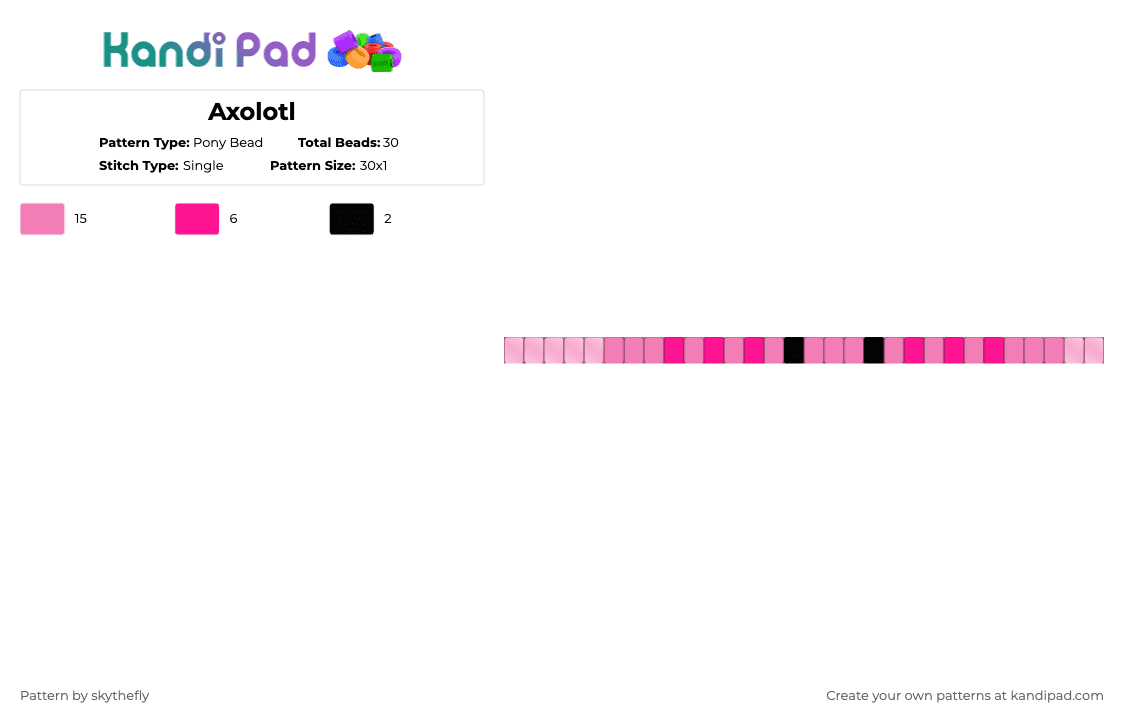 Axolotl - Pony Bead Pattern by skythefly on Kandi Pad - pink,axolotl,animal