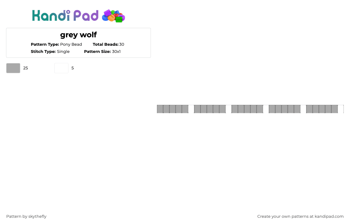grey wolf - Pony Bead Pattern by skythefly on Kandi Pad - beige,grey,gray,wolf,animal