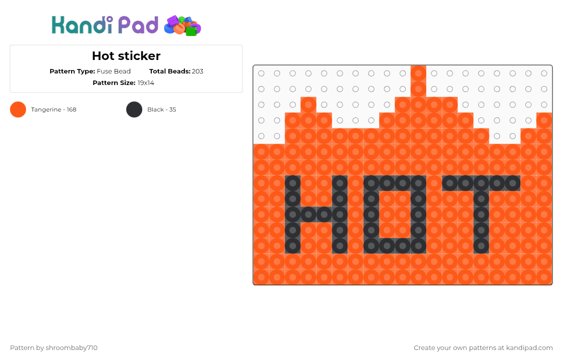 Hot sticker - Fuse Bead Pattern by shroombaby710 on Kandi Pad - orange,hot,sticker,rave,hot sticker