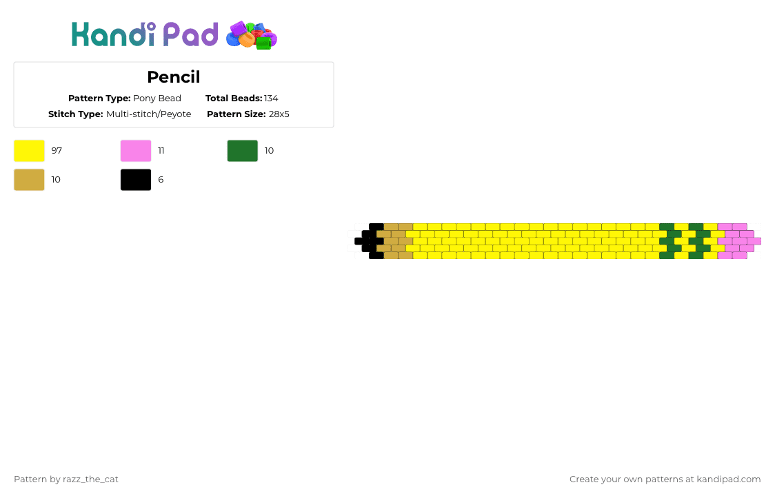 Pencil - Pony Bead Pattern by razz_the_cat on Kandi Pad - yellow