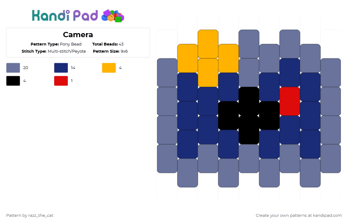Camera - Pony Bead Pattern by razz_the_cat on Kandi Pad - blue,purple
