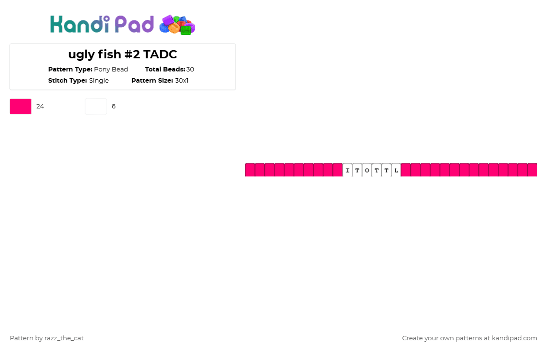 ugly fish #2 TADC - Pony Bead Pattern by razz_the_cat on Kandi Pad - pink