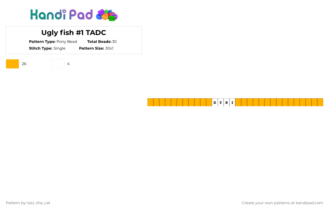 Ugly fish #1 TADC - Pony Bead Pattern by razz_the_cat on Kandi Pad - orange