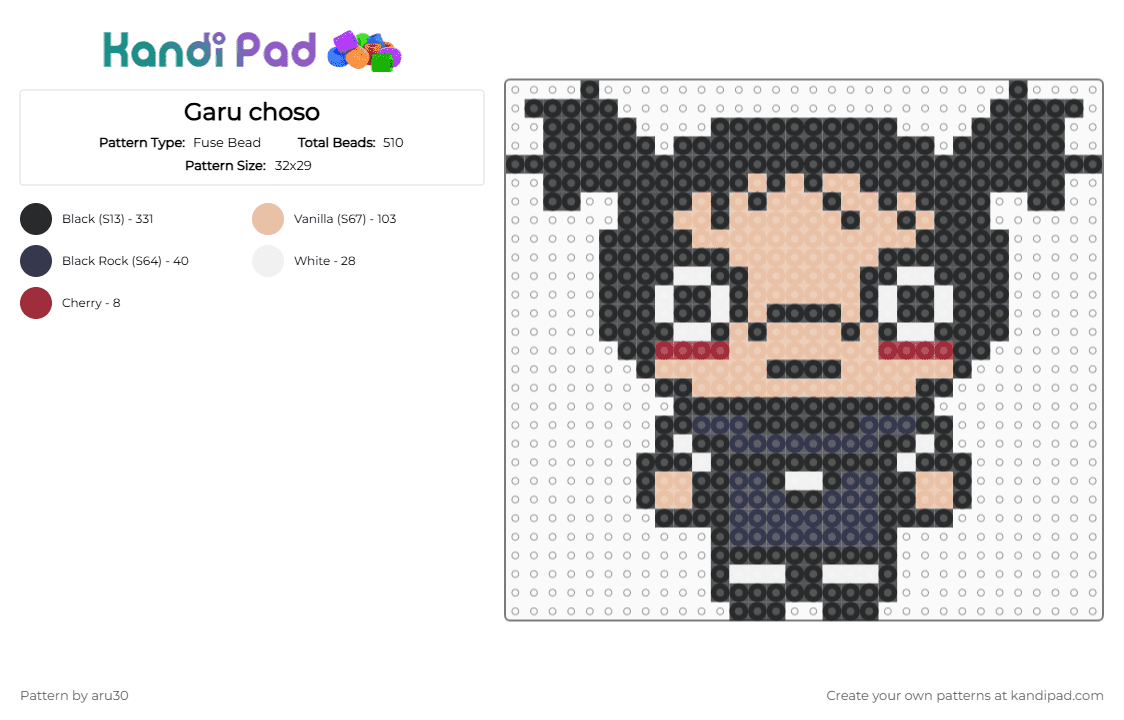 Garu choso - Fuse Bead Pattern by aru30 on Kandi Pad - black,beige