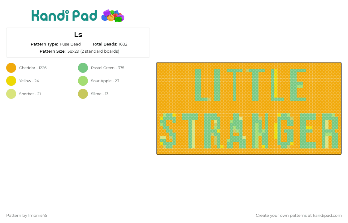 Ls - Fuse Bead Pattern by lmorris45 on Kandi Pad - little stranger,band,music,lettering,text,typography,melody,harmony,fan art,orange