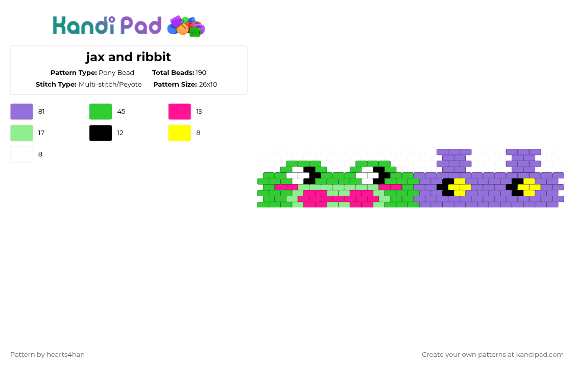 jax and ribbit - Pony Bead Pattern by hearts4han on Kandi Pad - green,purple