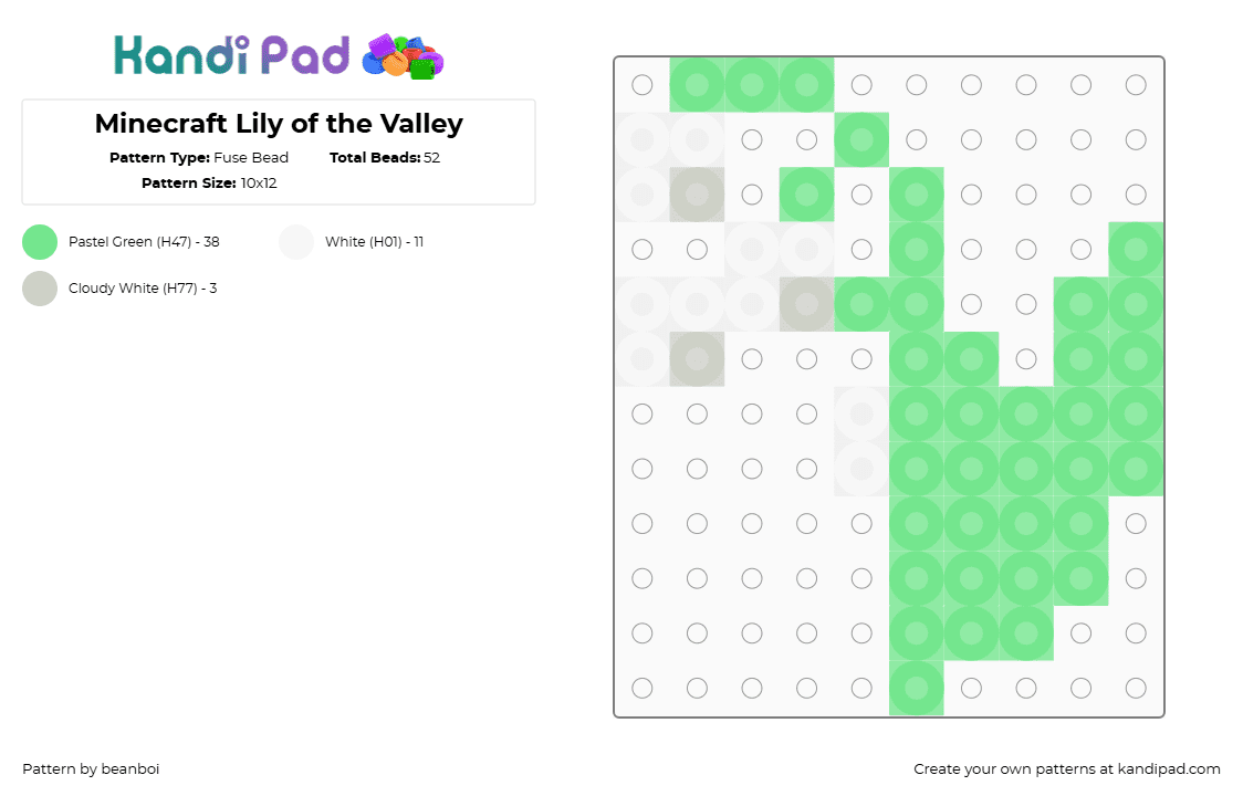 Minecraft Lily of the Valley - Fuse Bead Pattern by beanboi on Kandi Pad - white,teal,minecraft,flower