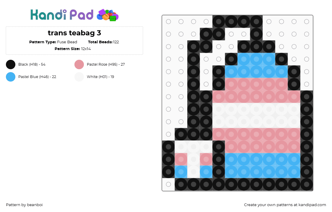 trans teabag 3 - Fuse Bead Pattern by beanboi on Kandi Pad - beige, light blue, pride, tea bag, teabag, trans