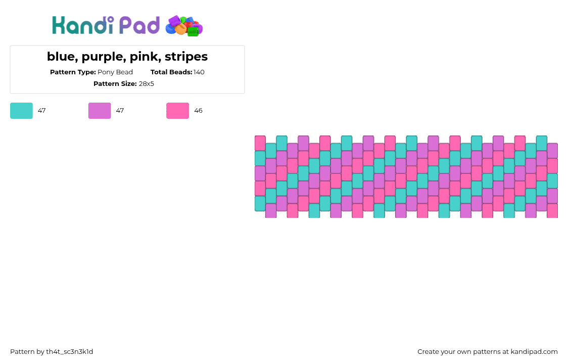 blue, purple, pink, stripes - Pony Bead Pattern by th4t_sc3n3k1d on Kandi Pad - light blue,pink