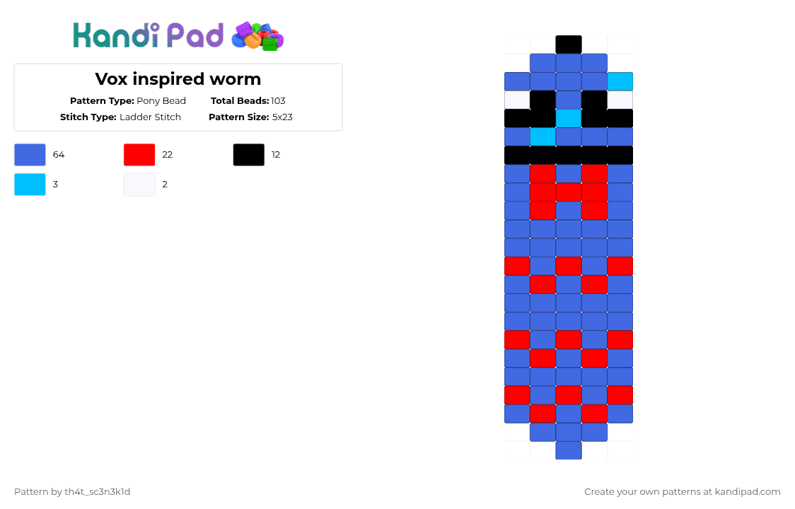 Vox Pattern Vox inspired worm Pony Bead Pattern - Kandi Pad | Kandi Patterns, Fuse ...