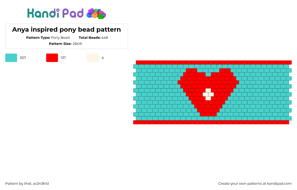 Anya inspired pony bead pattern - Pony Bead Pattern by th4t_sc3n3k1d on Kandi Pad - red,light blue
