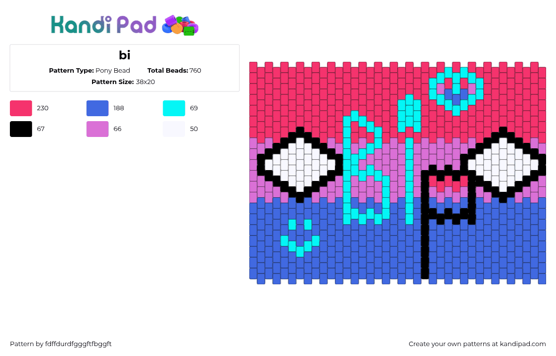 bi - Pony Bead Pattern by bi on Kandi Pad - red,blue
