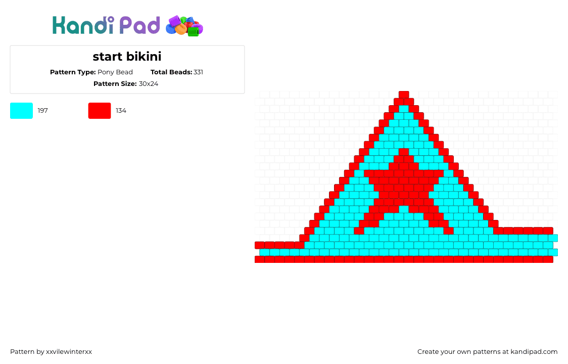 start bikini - Pony Bead Pattern by xxvilewinterxx on Kandi Pad - light blue,red
