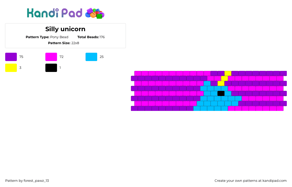 Silly unicorn Pony Bead Pattern - Kandi Pad | Kandi Patterns, Fuse Bead ...