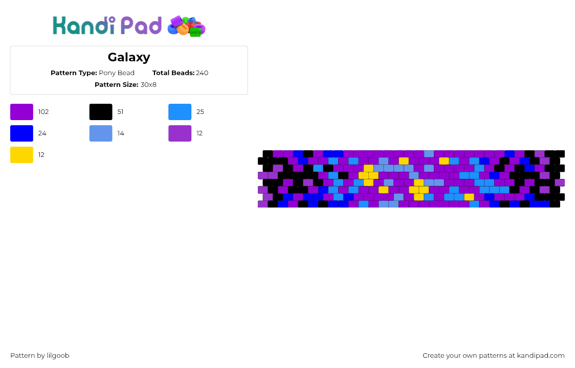 Galaxy - Pony Bead Pattern by lilgoob on Kandi Pad - purple
