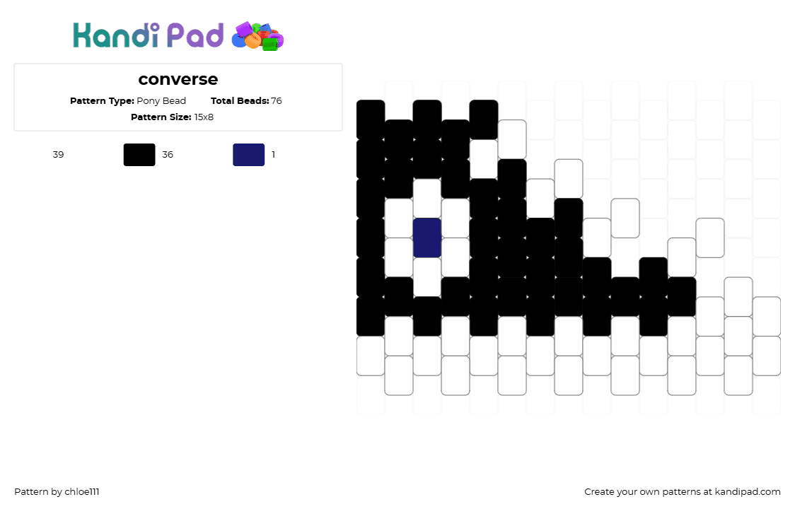 converse - Pony Bead Pattern by chloe111 on Kandi Pad - white