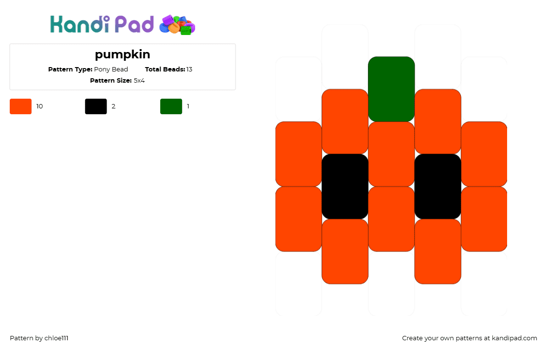 pumpkin - Pony Bead Pattern by chloe111 on Kandi Pad - red