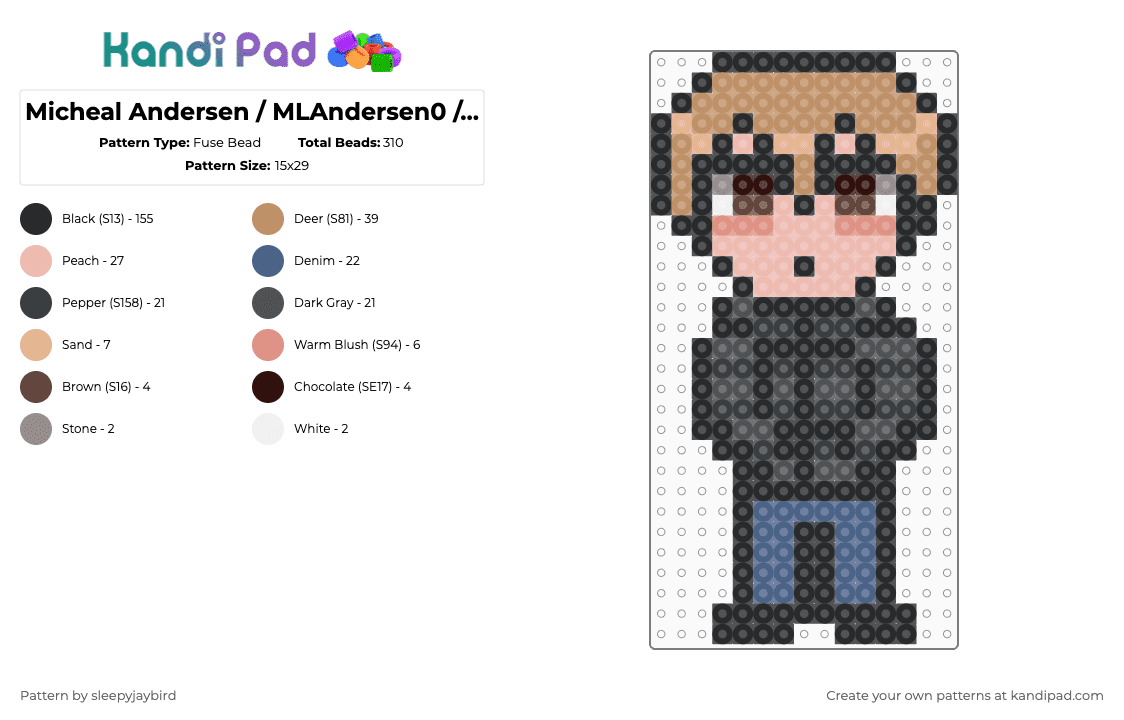 Michael Andersen / MLAndersen0 / Slenderverse - Fuse Bead Pattern by noahdoesstuff on Kandi Pad - black,beige,tan,mlandersen0,slenderman,slenderverse,michael andersen