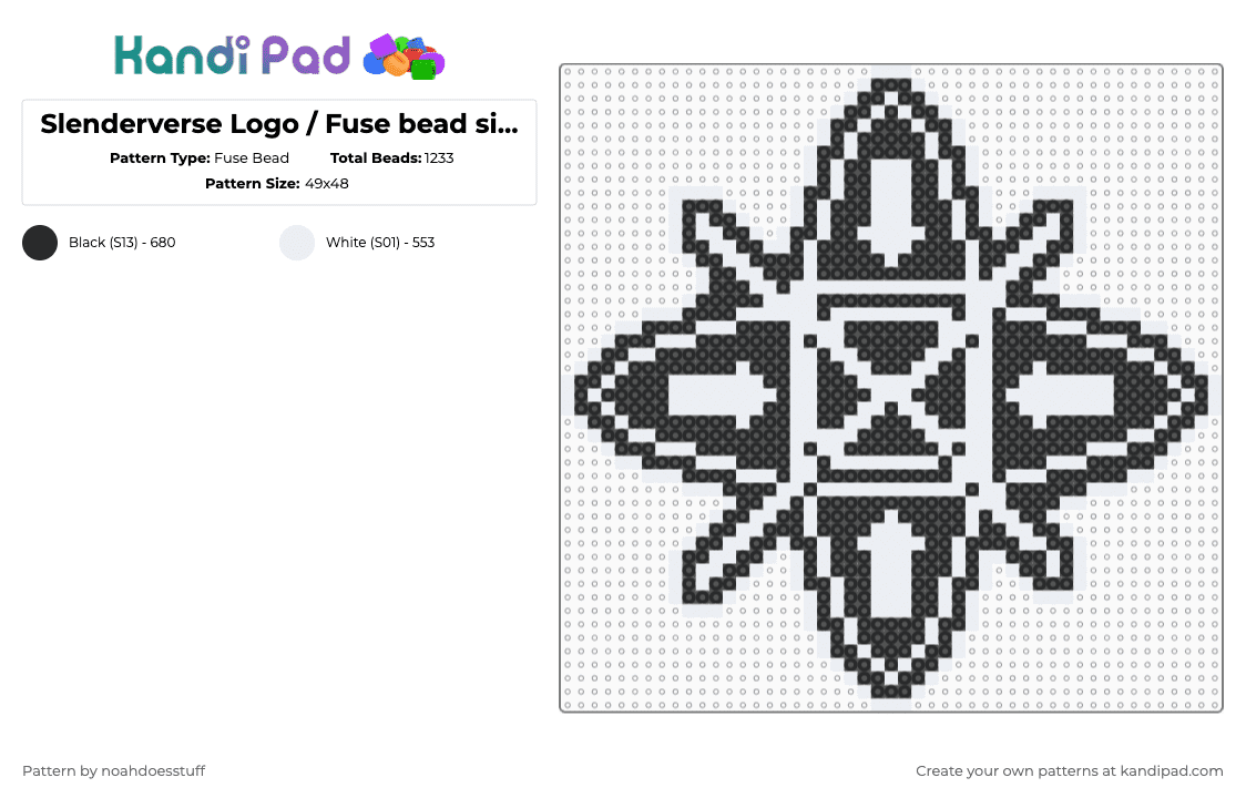 Slenderverse Logo / Fuse bead sign / Slenderman Verse - Fuse Bead Pattern by noahdoesstuff on Kandi Pad - white,black,slenderverse,slenderman,tribe twelve,everyman hyrbid,marble hornets